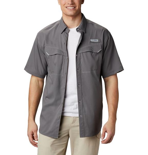 Columbia PFG Low Drag Offshore Shirts Grey For Men's NZ38197 New Zealand